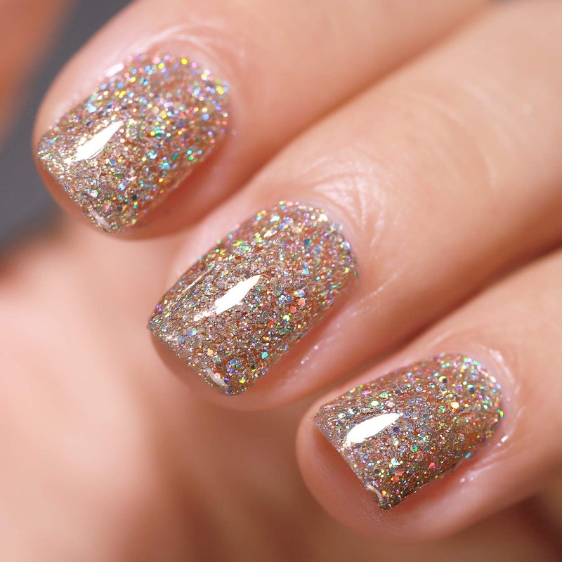FZANEST Glitter Gel Nail Polish Led UV Gel Polish Sparkle Color Soak Off Nail Art (Diamond light gold) - Image 1